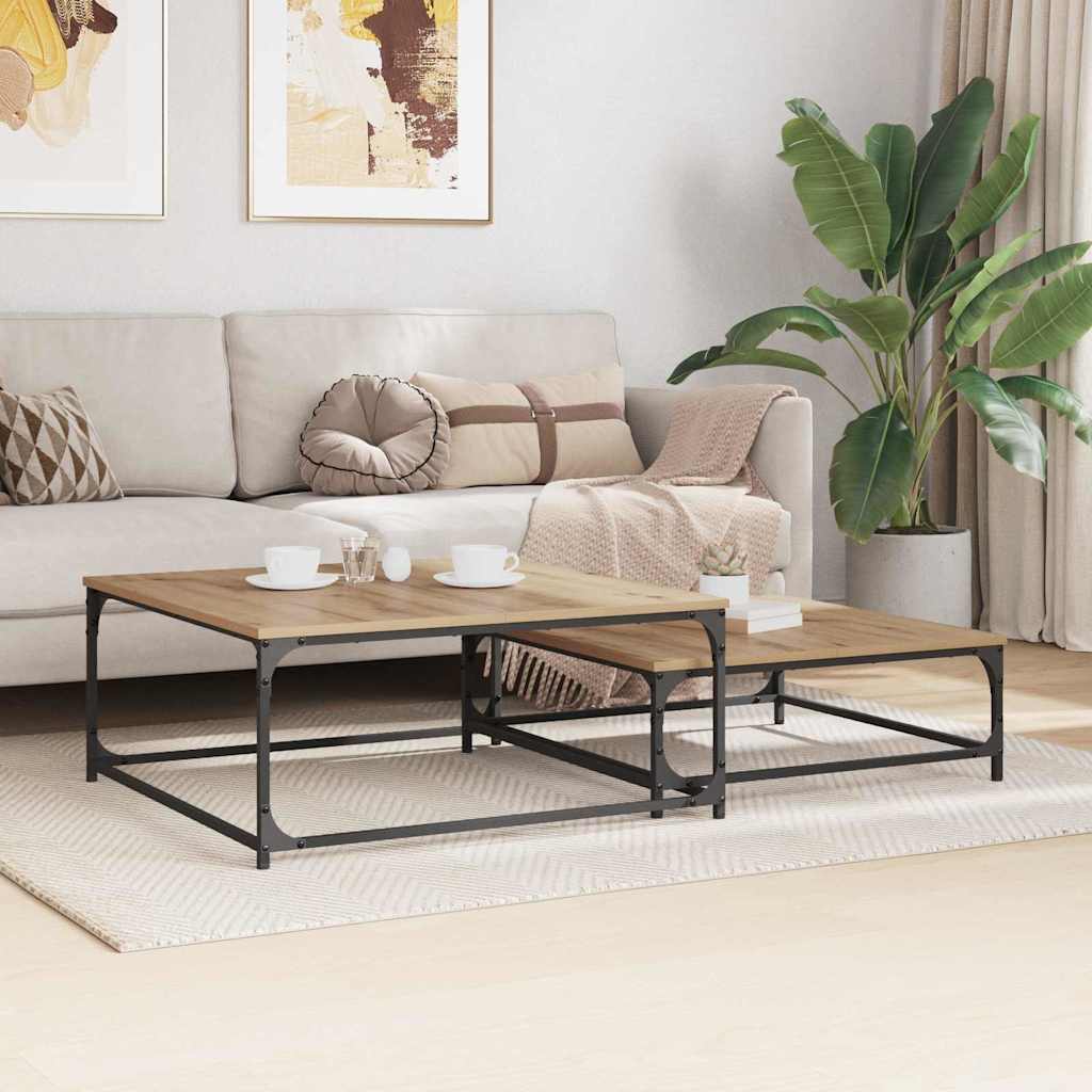 Couchtisch 2 stk. Artisan-Eiche 80 x 80 x 35 cm Holzwerkstoff