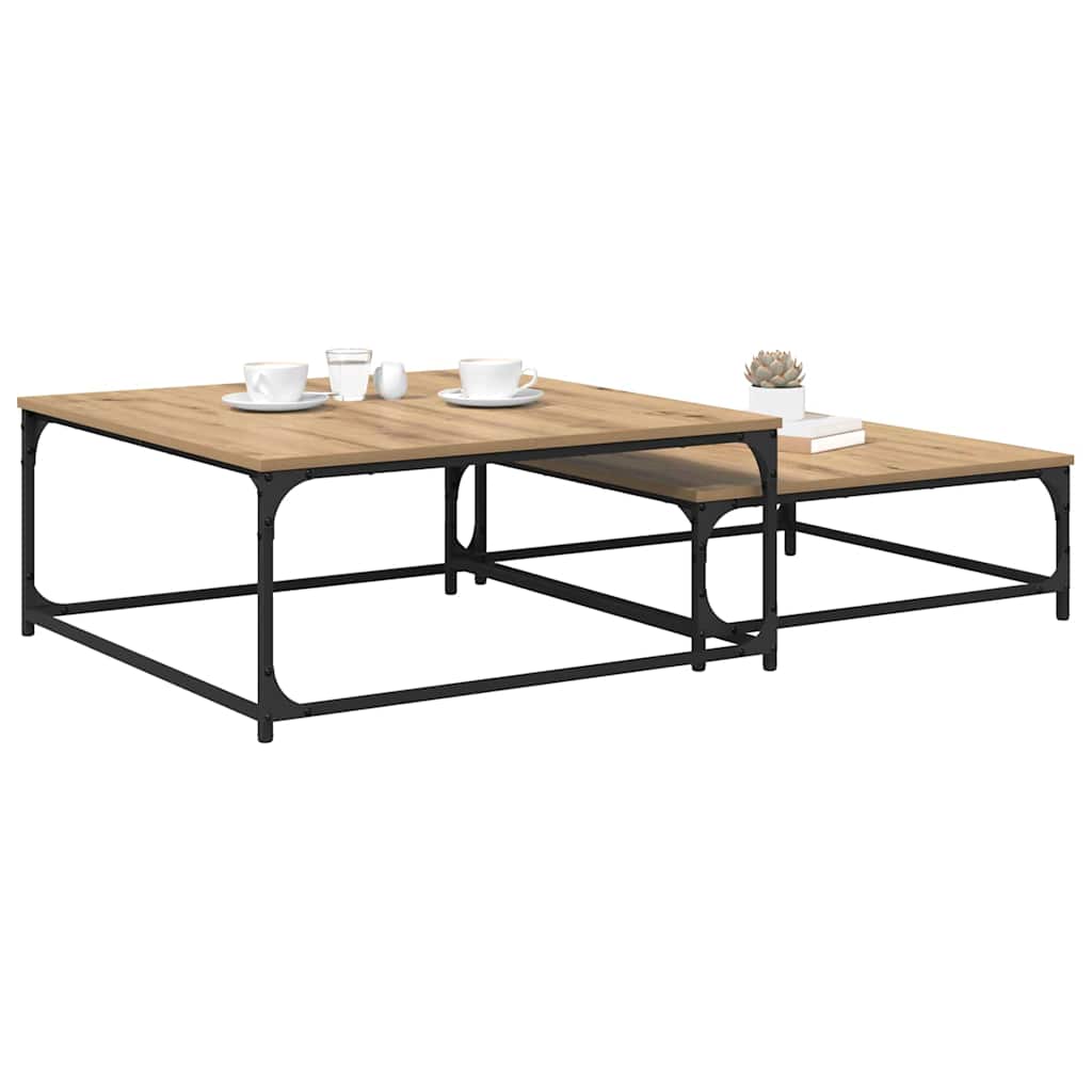 Couchtisch 2 stk. Artisan-Eiche 80 x 80 x 35 cm Holzwerkstoff