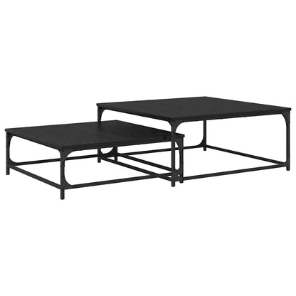 Couchtisch 2 stk. Schwarz Eichen-Optik 80 x 80 x 35 cm