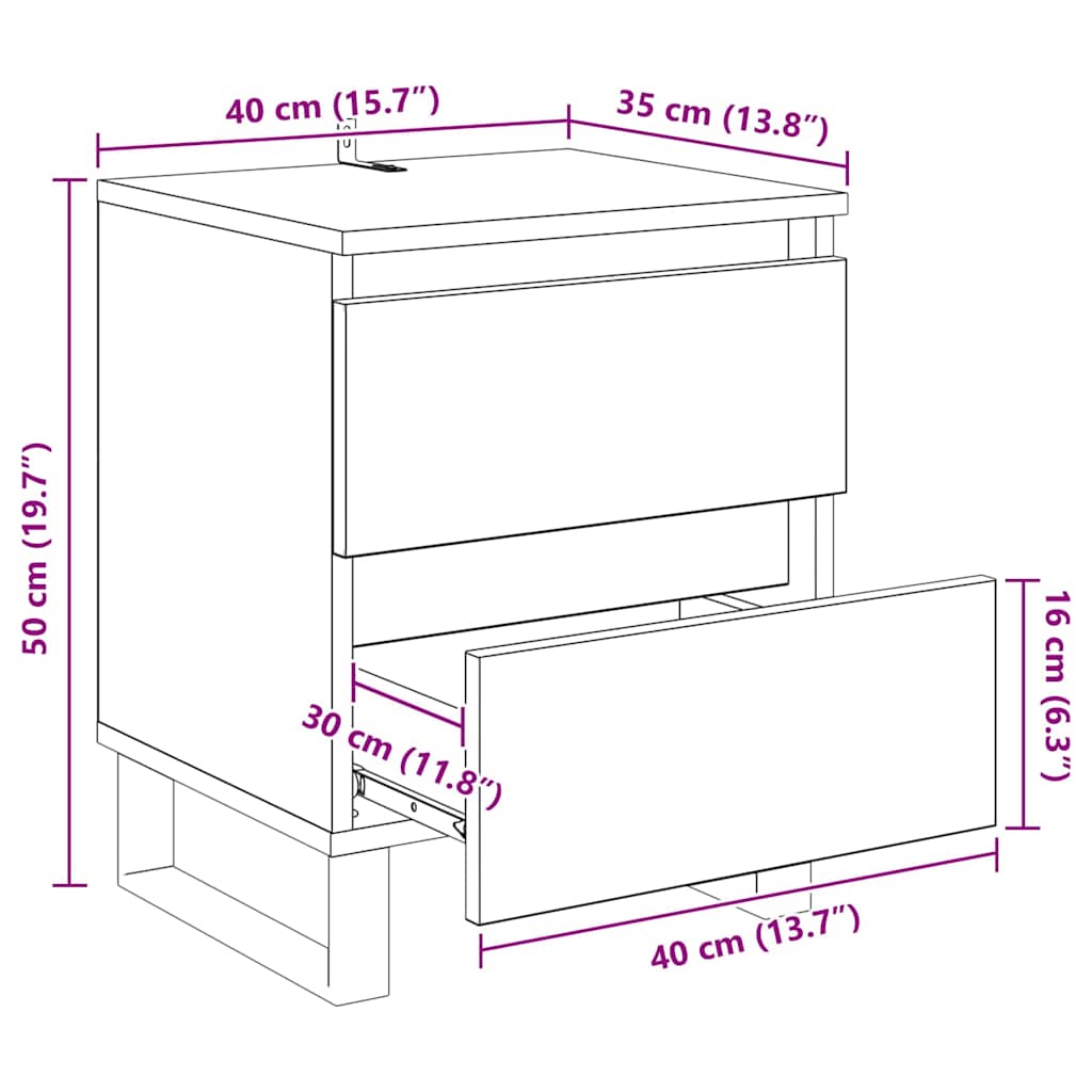 Nachttisch Altholz 40 x 35 x 50 cm Holzwerkstoff