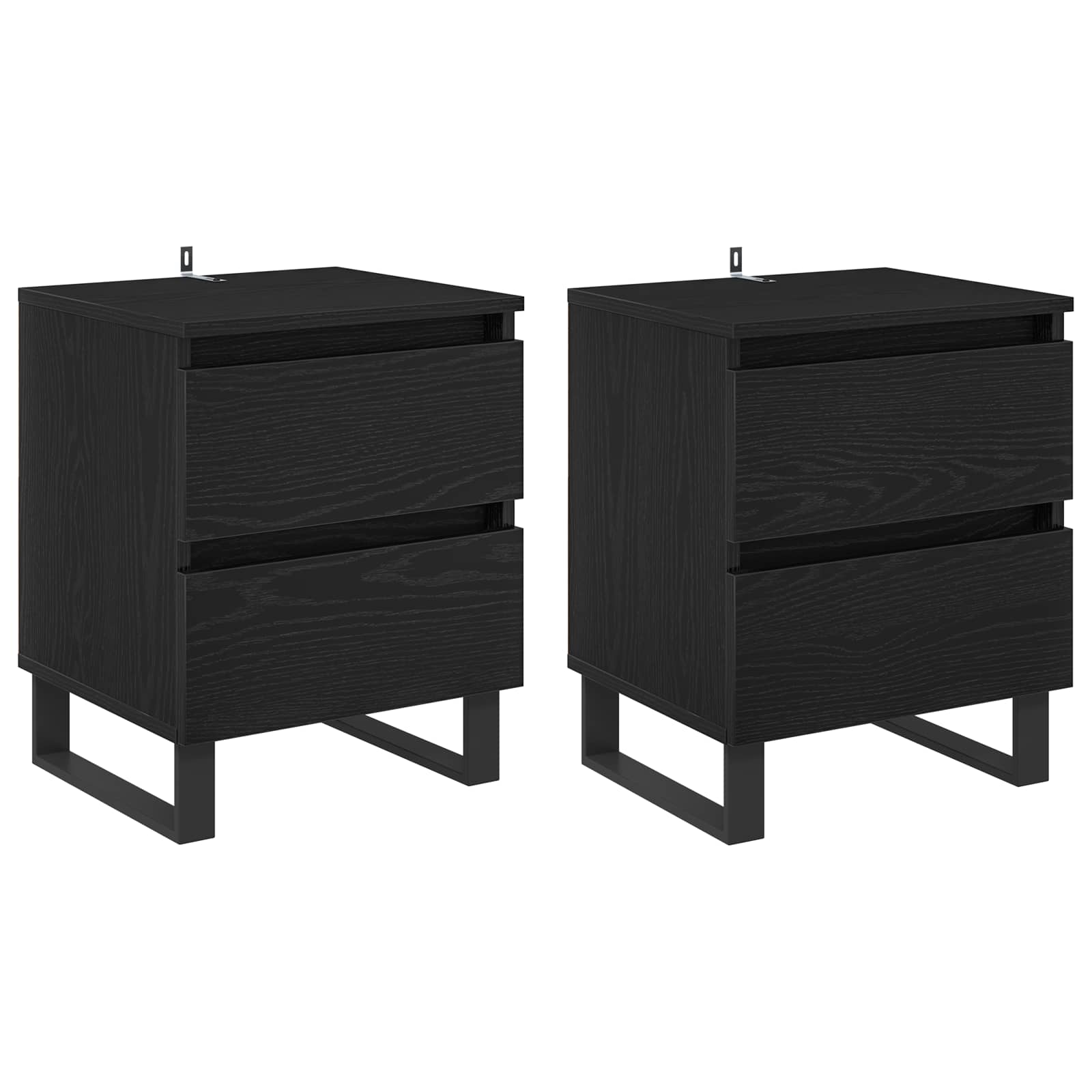 Nachttisch 2 stk. Schwarz Eichen-Optik 40 x 35 x 50 cm