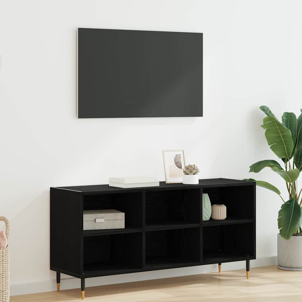 TV-Schränk 103,5 x 30 x 50 cm Schwarz Eichen-Optik