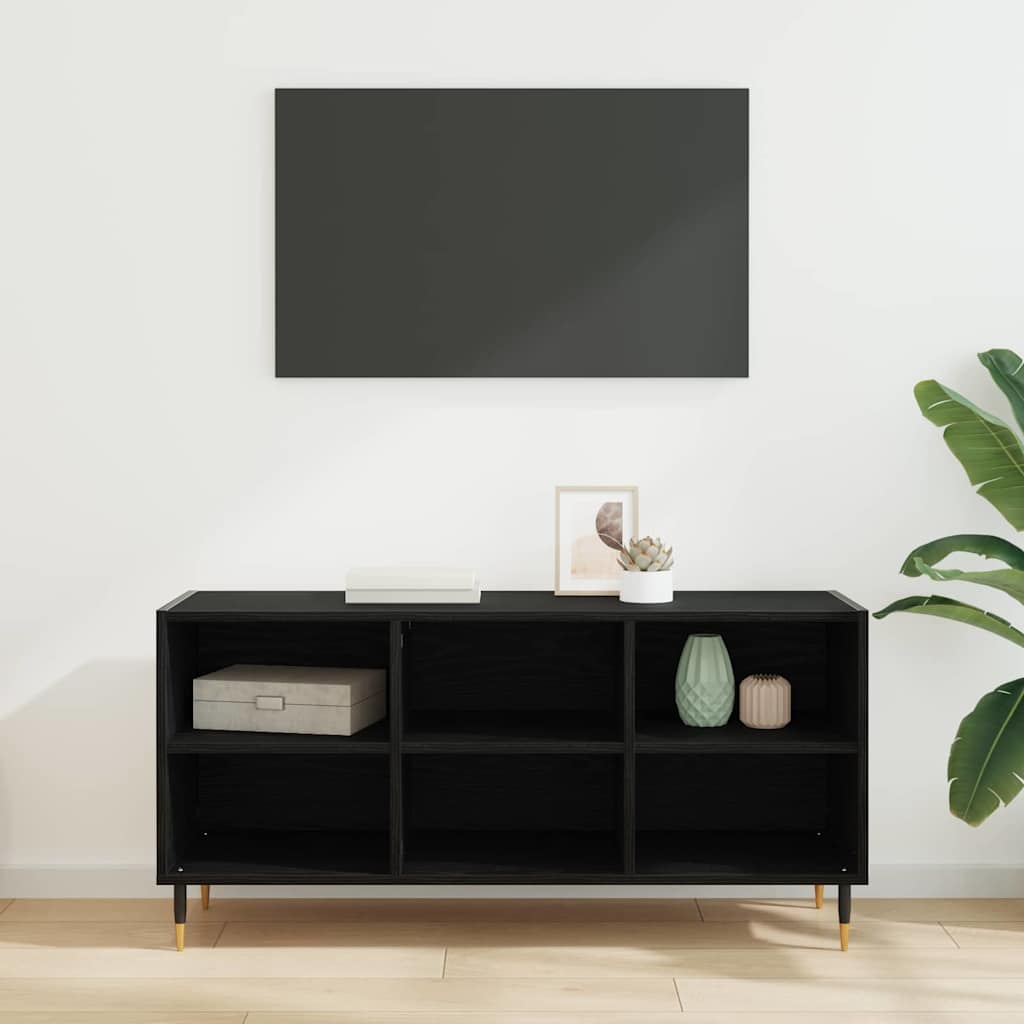TV-Schränk 103,5 x 30 x 50 cm Schwarz Eichen-Optik
