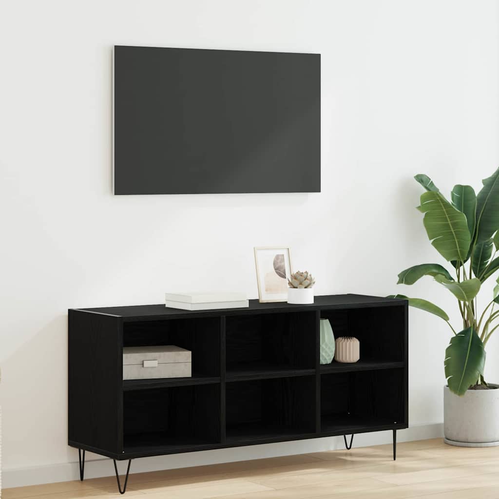 TV-Schränk 103,5 x 30 x 50 cm Schwarz Eichen-Optik