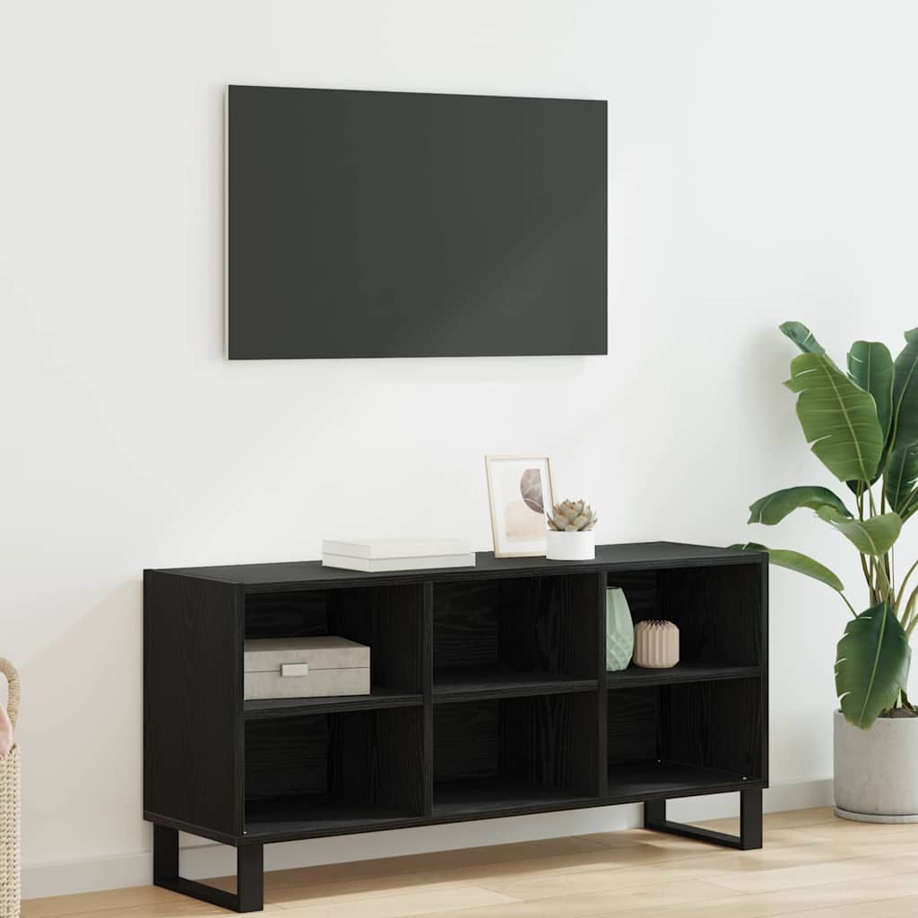 TV-Schränk 103,5 x 30 x 50 cm Schwarz Eichen-Optik