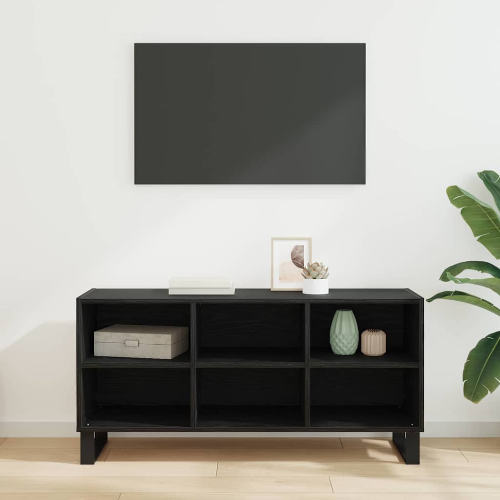 TV-Schränk 103,5 x 30 x 50 cm Schwarz Eichen-Optik