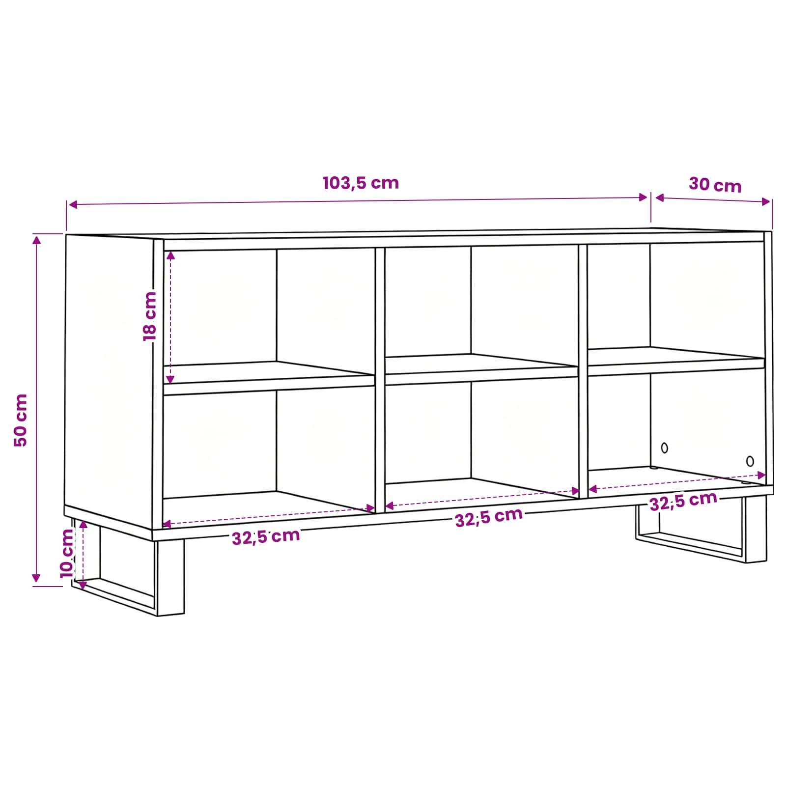 TV-Schränk 103,5 x 30 x 50 cm Schwarz Eichen-Optik