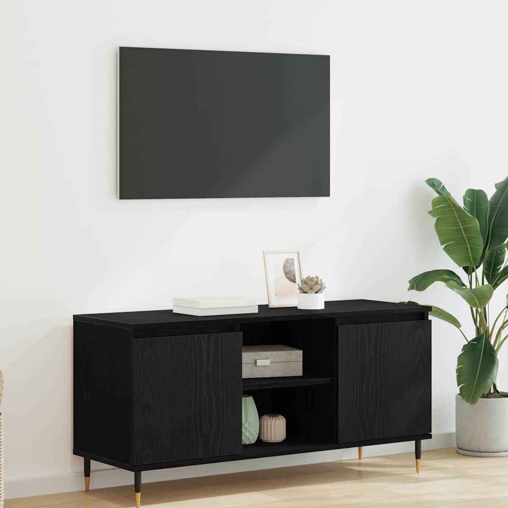 TV-Schränk 104 x 35 x 50 cm Schwarz Eichen-Optik Holzwerkstoff