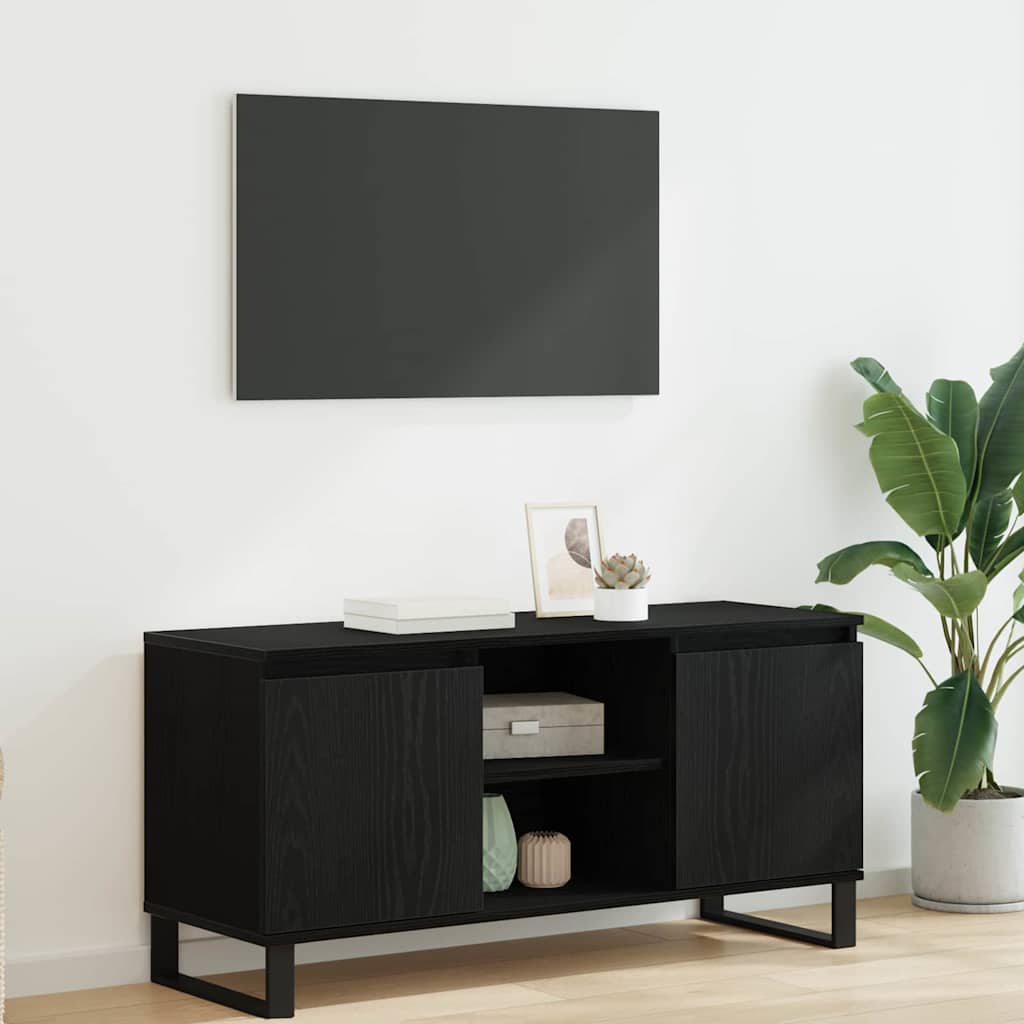 TV-Schränk 104 x 35 x 50 cm Schwarz Eichen-Optik Holzwerkstoff