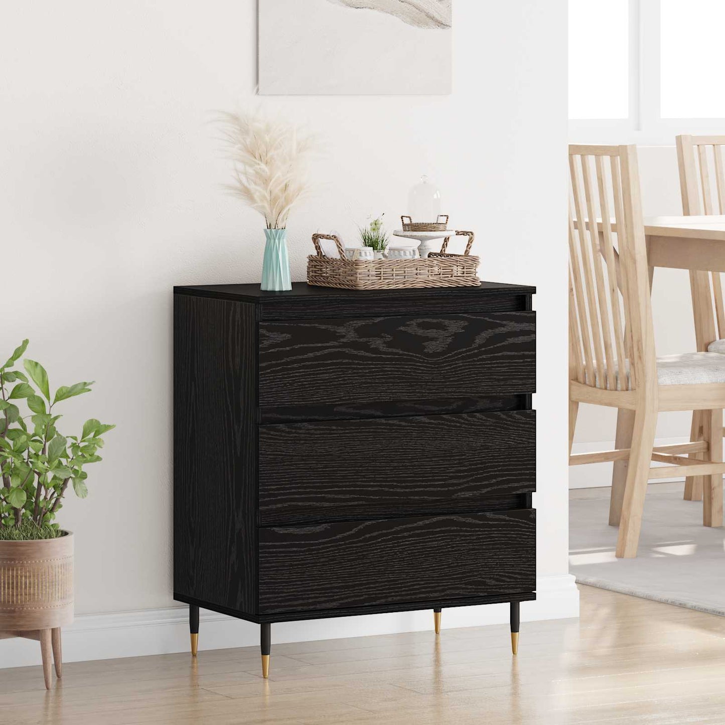 Sideboard Schwarz Eichen-Optik 60 x 35 x 70 cm Holzwerkstoff
