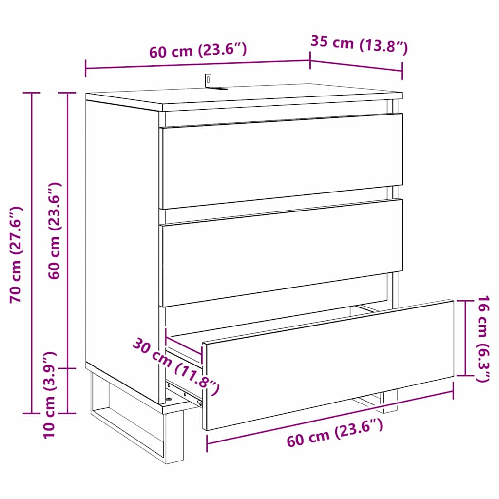 Sideboard Artisan-Eiche 60 x 35 x 70 cm Holzwerkstoff