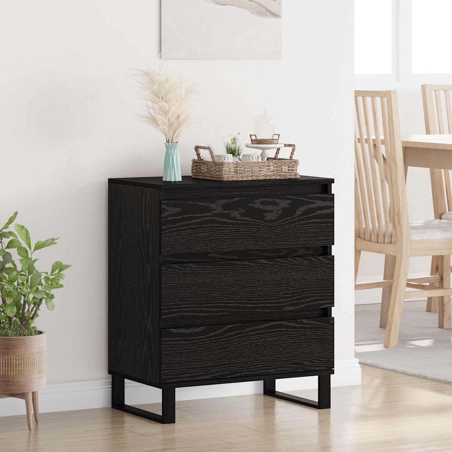 Sideboard Schwarz Eichen-Optik 60 x 35 x 70 cm Holzwerkstoff