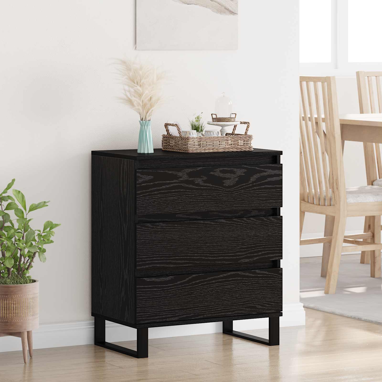 Sideboard Schwarz Eichen-Optik 60 x 35 x 70 cm Holzwerkstoff