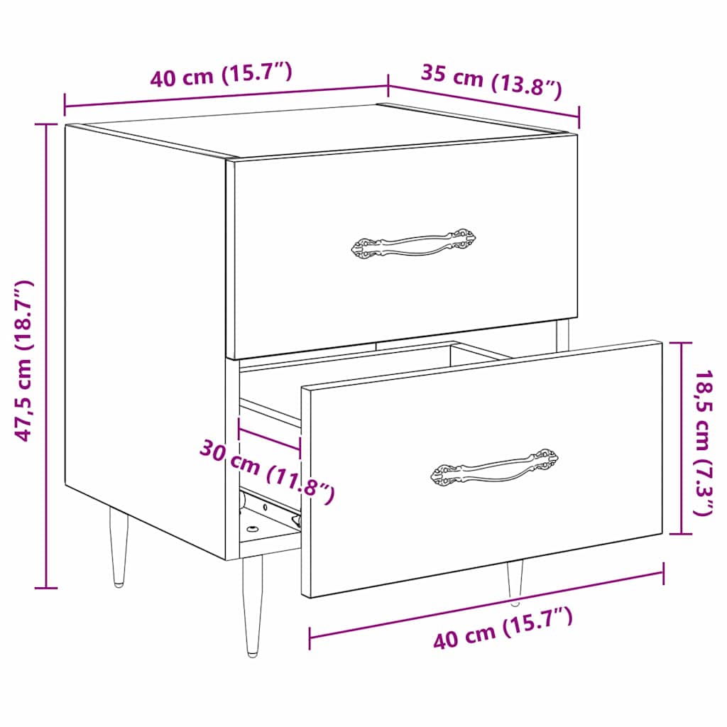 Nachttisch Artisan-Eiche 40 x 35 x 47,5 cm Holzwerkstoff