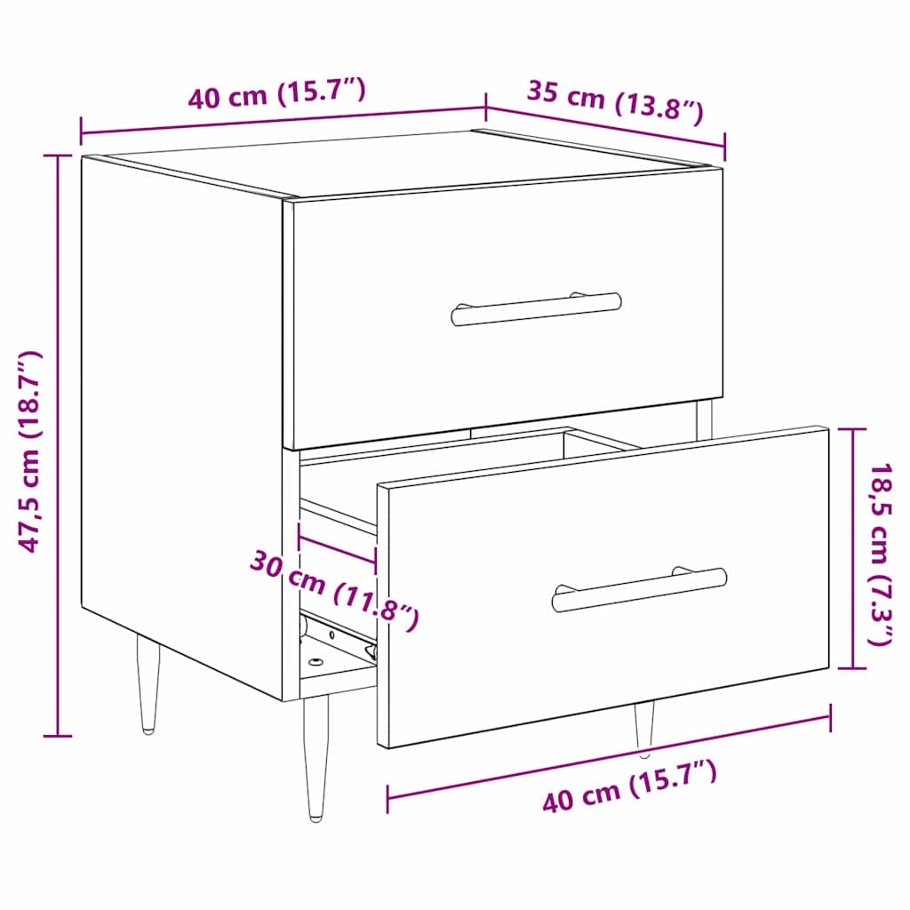 Nachttisch Altholz 40 x 35 x 47,5 cm Holzwerkstoff