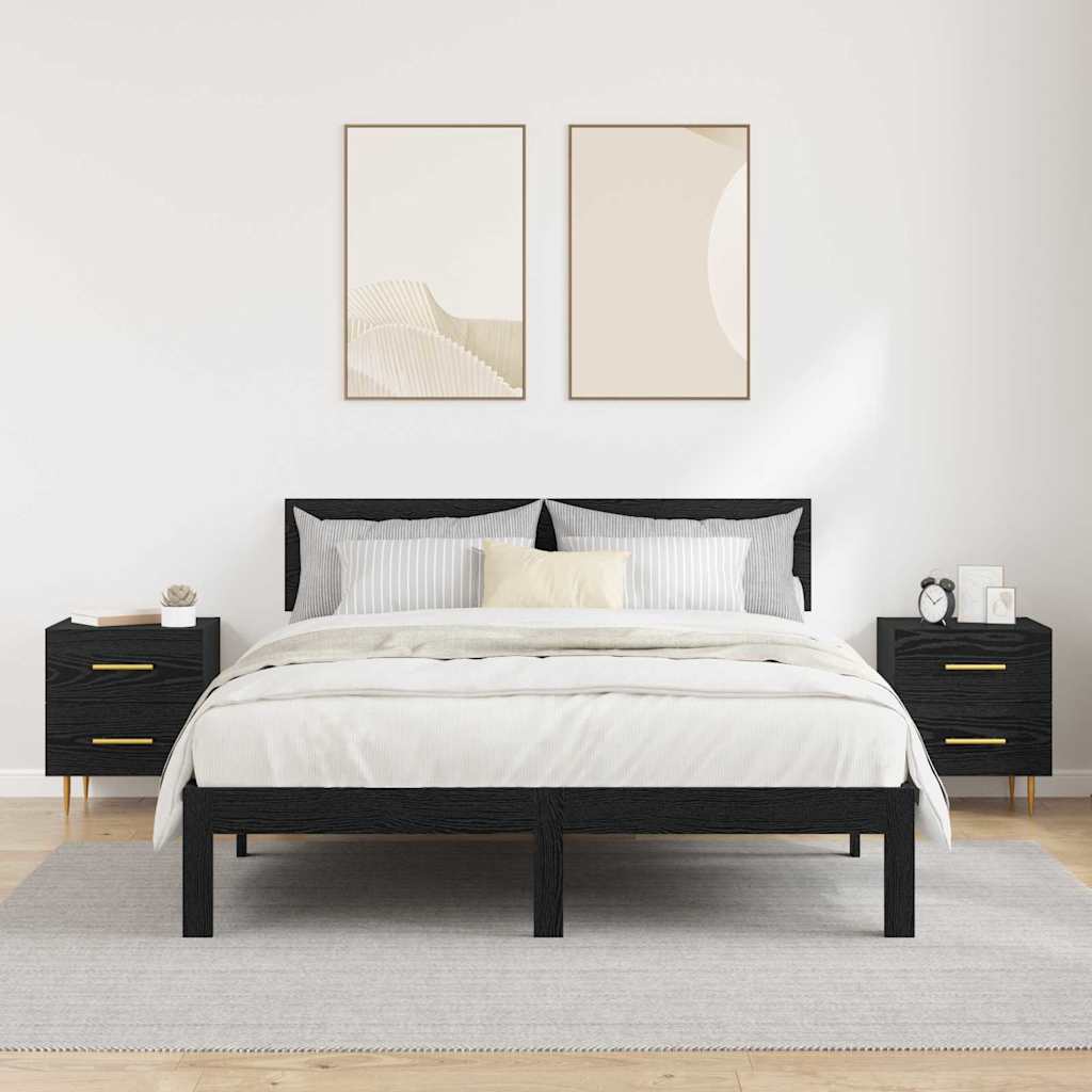 Nachttisch 2 Stk. Schwarz Eichen-Optik 40 x 35 x 47,5 cm