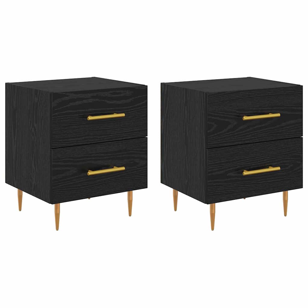 Nachttisch 2 Stk. Schwarz Eichen-Optik 40 x 35 x 47,5 cm