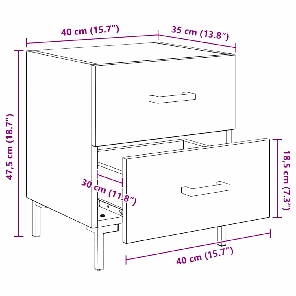 Nachttisch 2 stk. Altholz 40 x 35 x 47,5 cm Holzwerkstoff