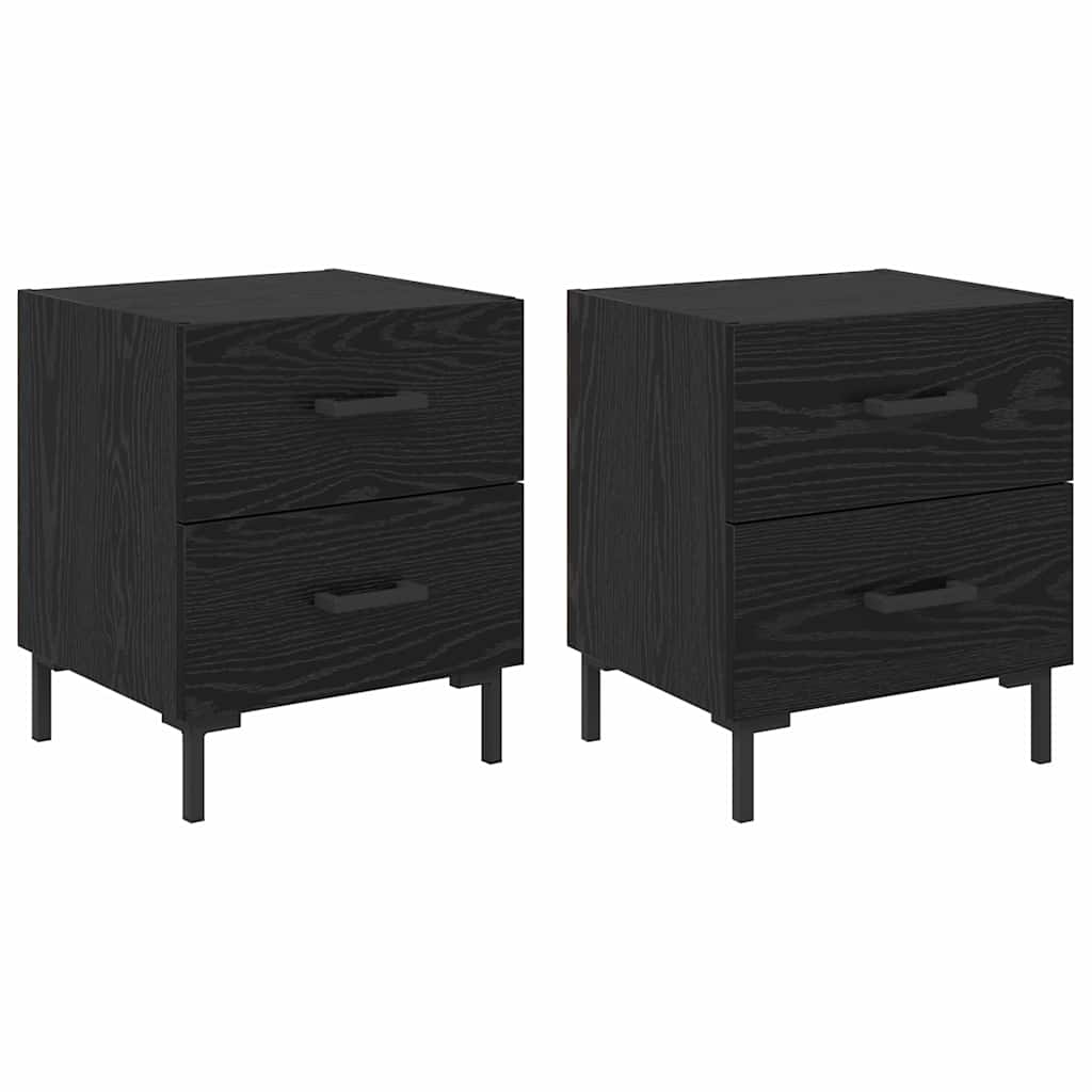 Nachttisch 2 stk. Schwarz Eichen-Optik 40 x 35 x 47,5 cm