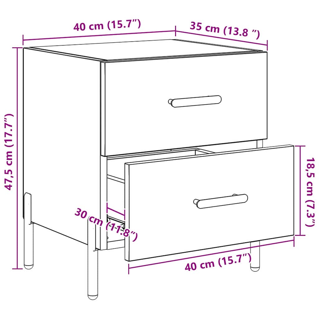 Nachttisch Artisan-Eiche 40 x 35 x 47,5 cm Holzwerkstoff