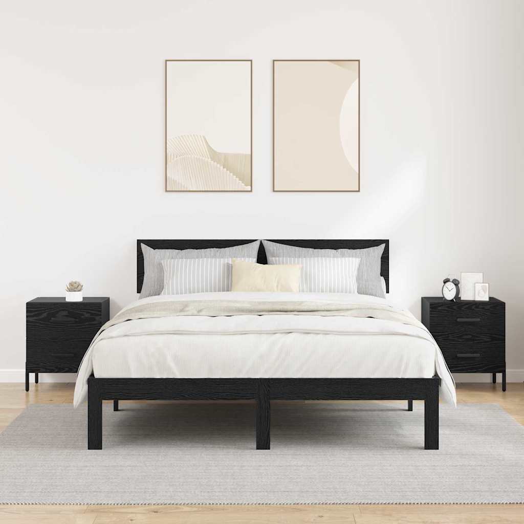 Nachttisch 2 Stk. Schwarz Eichen-Optik 40 x 35 x 47,5 cm