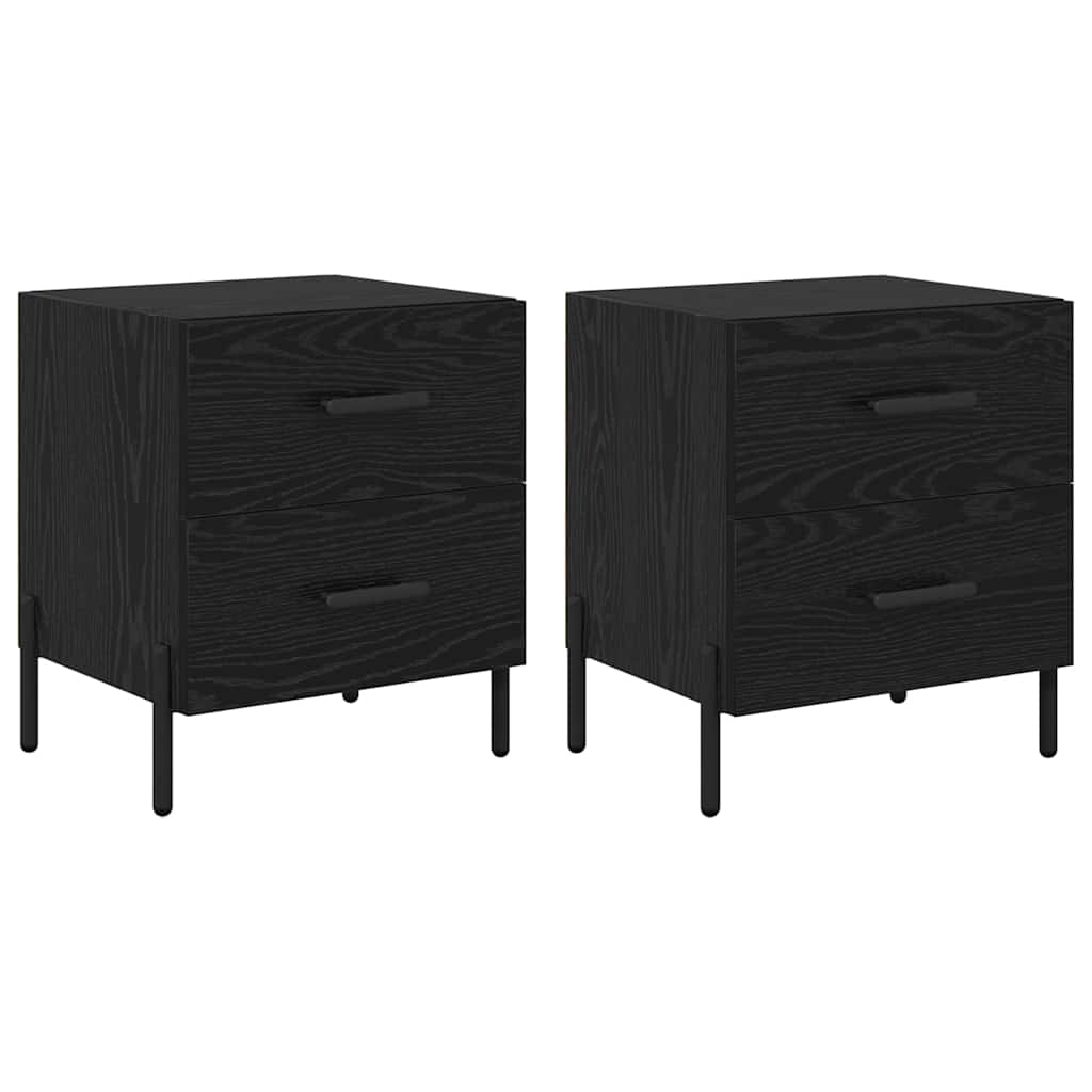 Nachttisch 2 Stk. Schwarz Eichen-Optik 40 x 35 x 47,5 cm