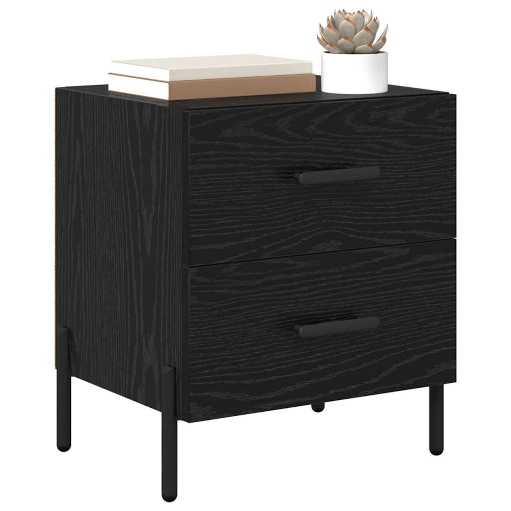 Nachttisch 2 Stk. Schwarz Eichen-Optik 40 x 35 x 47,5 cm