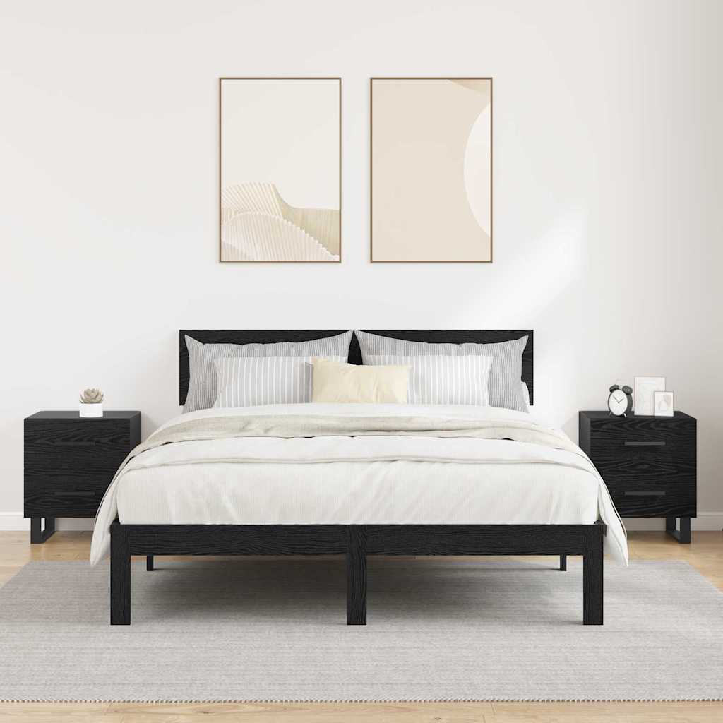 Nachttisch 2 stk. Schwarz Eichen-Optik 40 x 35 x 47,5 cm