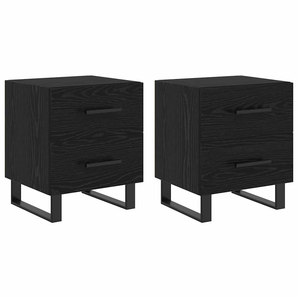 Nachttisch 2 stk. Schwarz Eichen-Optik 40 x 35 x 47,5 cm