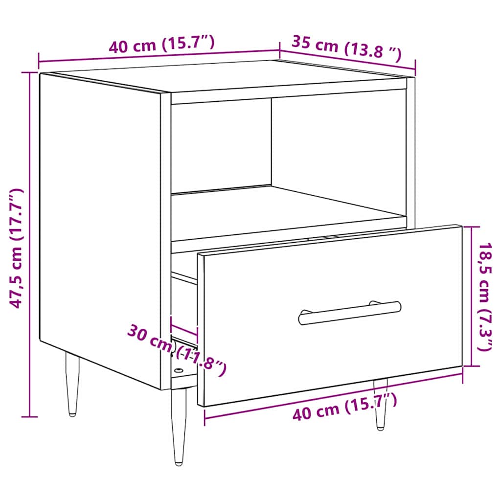 Nachttisch 2 Stk. Braun 40 x 35 x 47,5 cm Holzwerkstoff