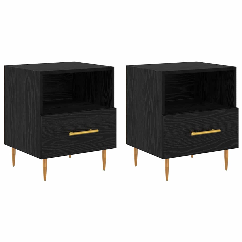 Nachttisch 2 Stk. Schwarz 40 x 35 x 47,5 cm Holzwerkstoff
