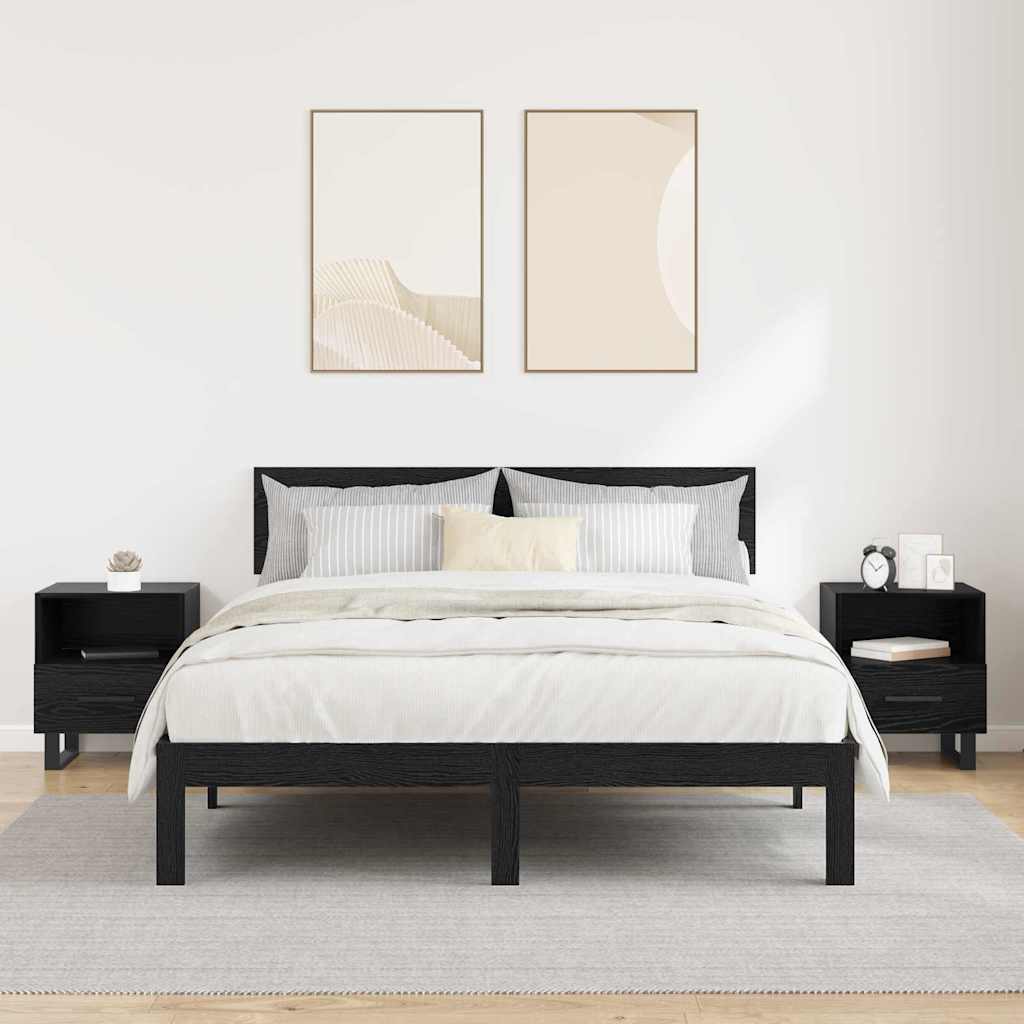 Nachttisch 2 Stk. Schwarz Eichen-Optik 40 x 35 x 47,5 cm