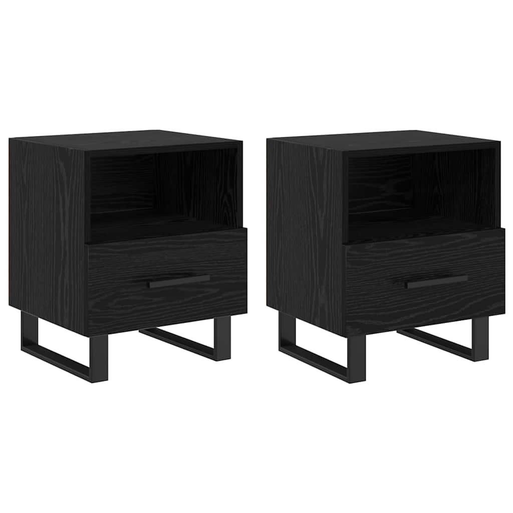 Nachttisch 2 Stk. Schwarz Eichen-Optik 40 x 35 x 47,5 cm