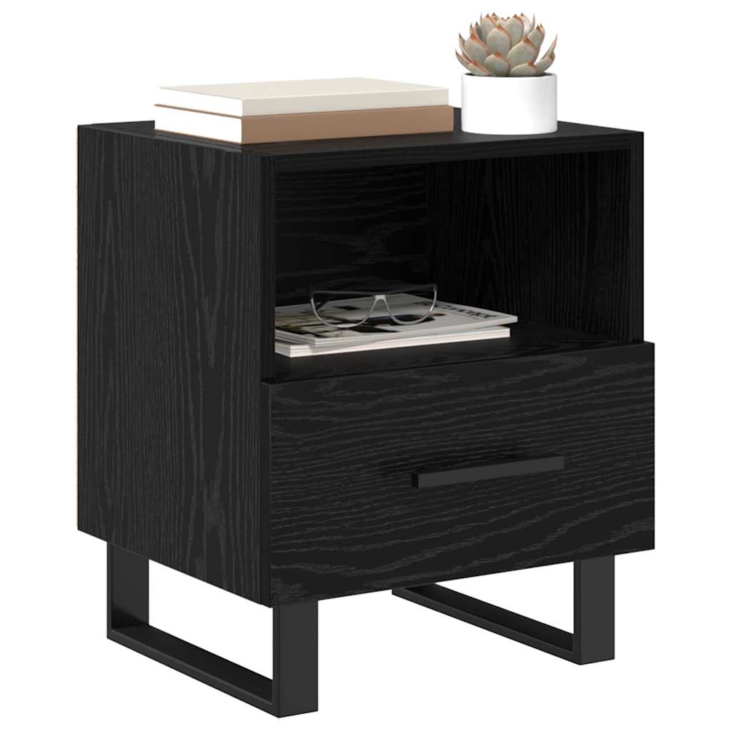 Nachttisch 2 Stk. Schwarz Eichen-Optik 40 x 35 x 47,5 cm