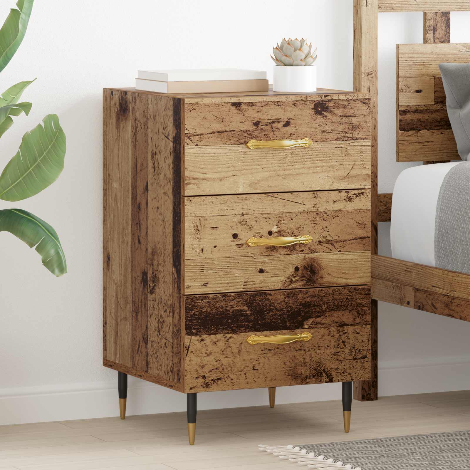 Nachttisch Altholz 40 x 40 x 66 cm Holzwerkstoff