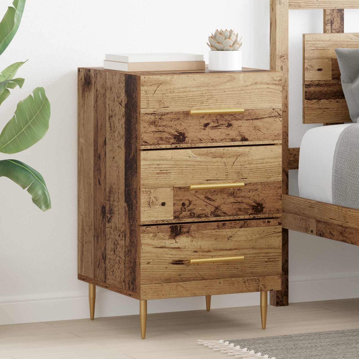 Nachttisch Altholz 40 x 40 x 66 cm Holzwerkstoff