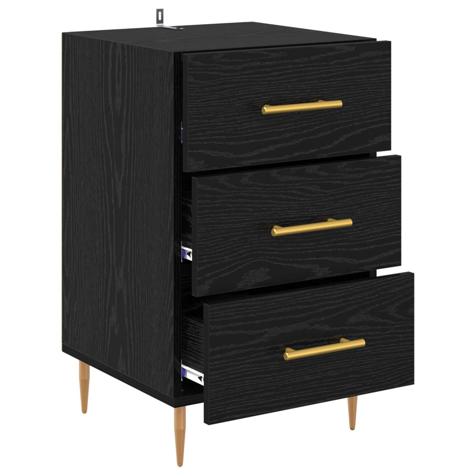 Nachttisch Schwarz Eichen-Optik 40 x 40 x 66 cm Holzwerkstoff