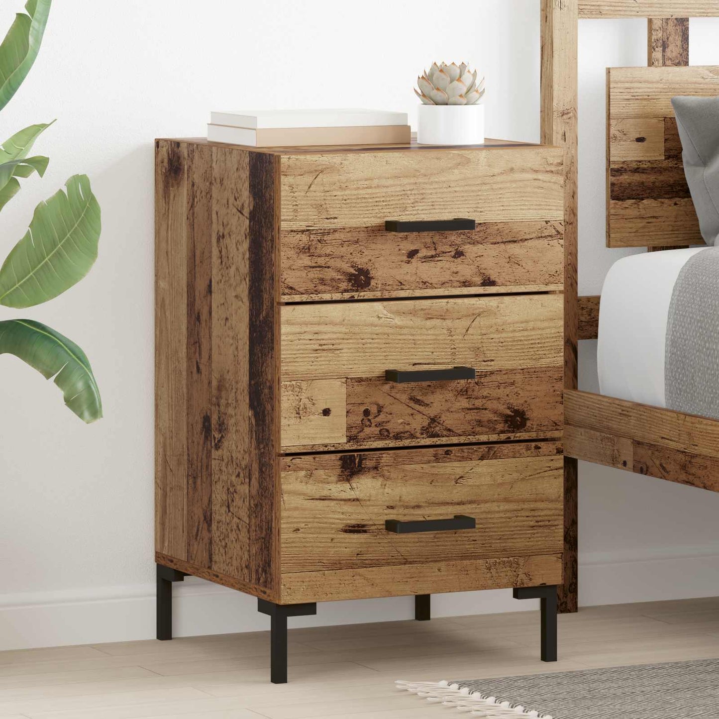 Nachttisch Altholz 40 x 40 x 66 cm Holzwerkstoff