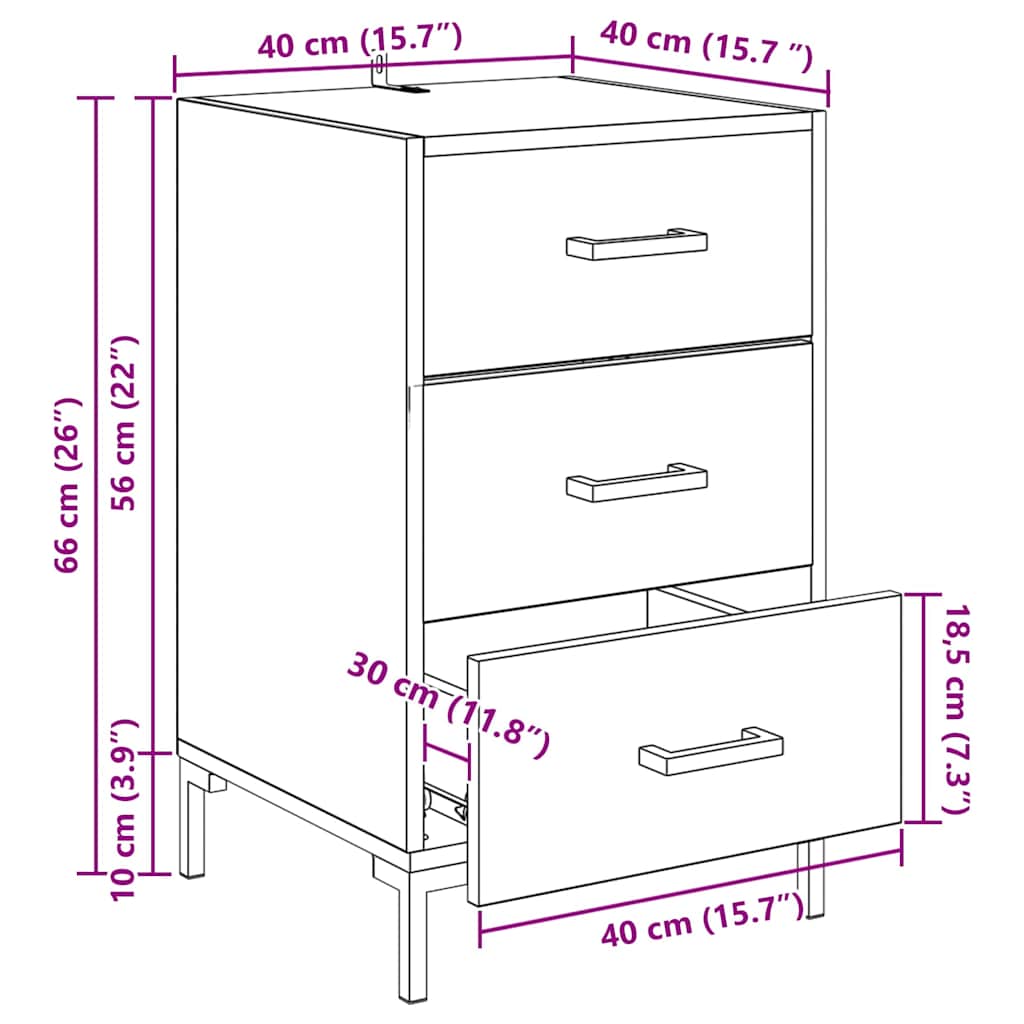 Nachttisch Altholz 40 x 40 x 66 cm Holzwerkstoff
