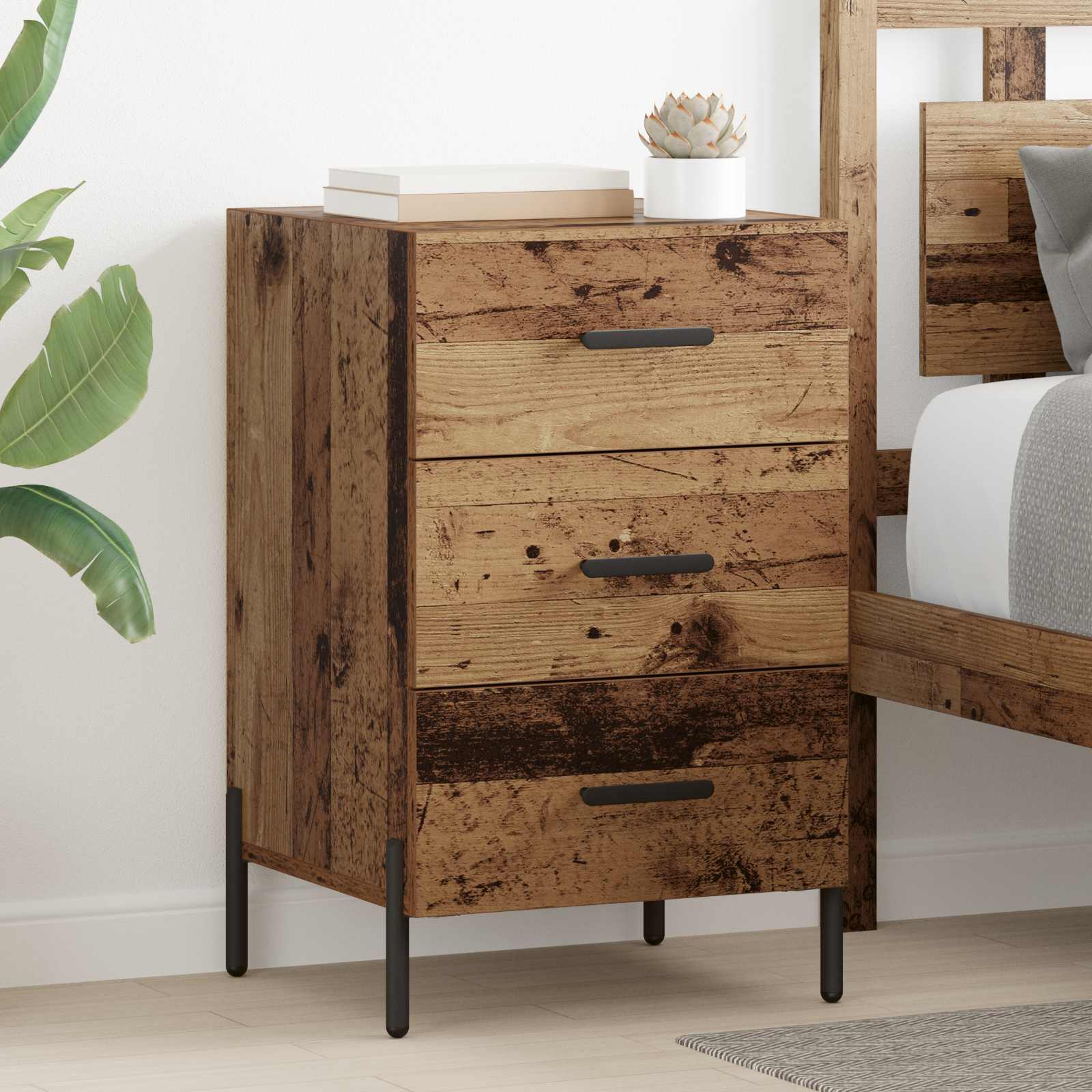 Nachttisch Altholz 40 x 40 x 66 cm Holzwerkstoff