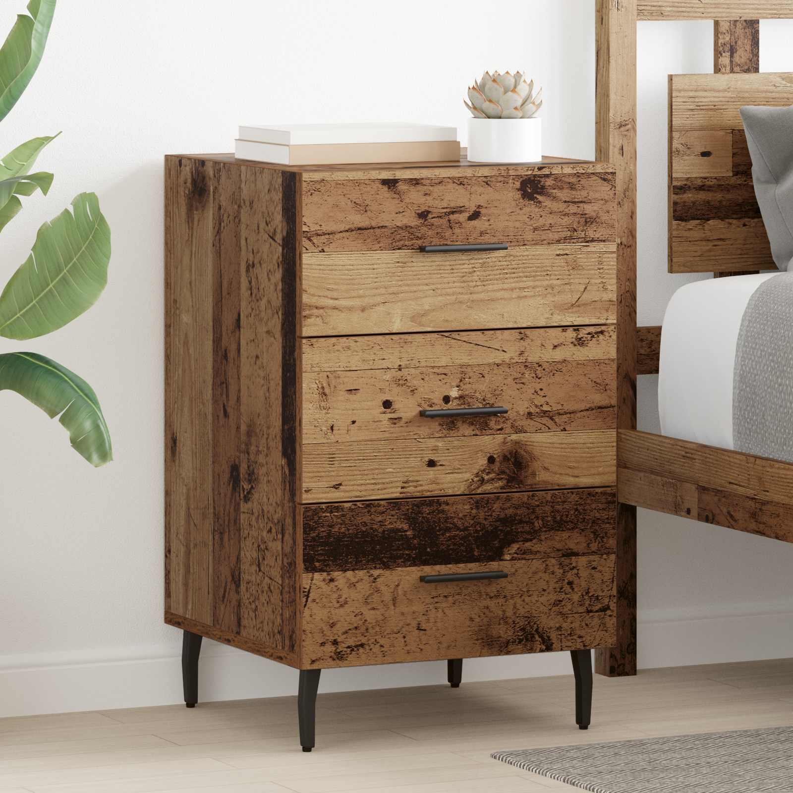 Nachttisch Altholz 40 x 40 x 66 cm Holzwerkstoff
