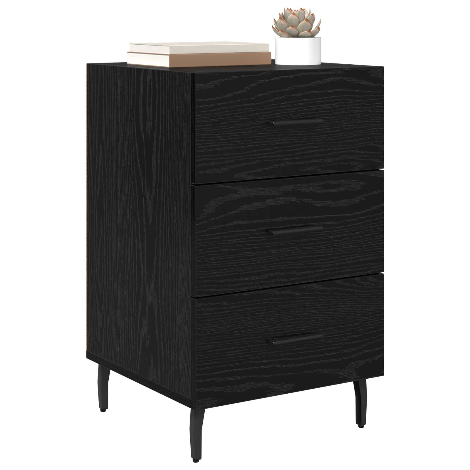 Nachttisch Schwarz Eichen-Optik 40 x 40 x 66 cm Holzwerkstoff