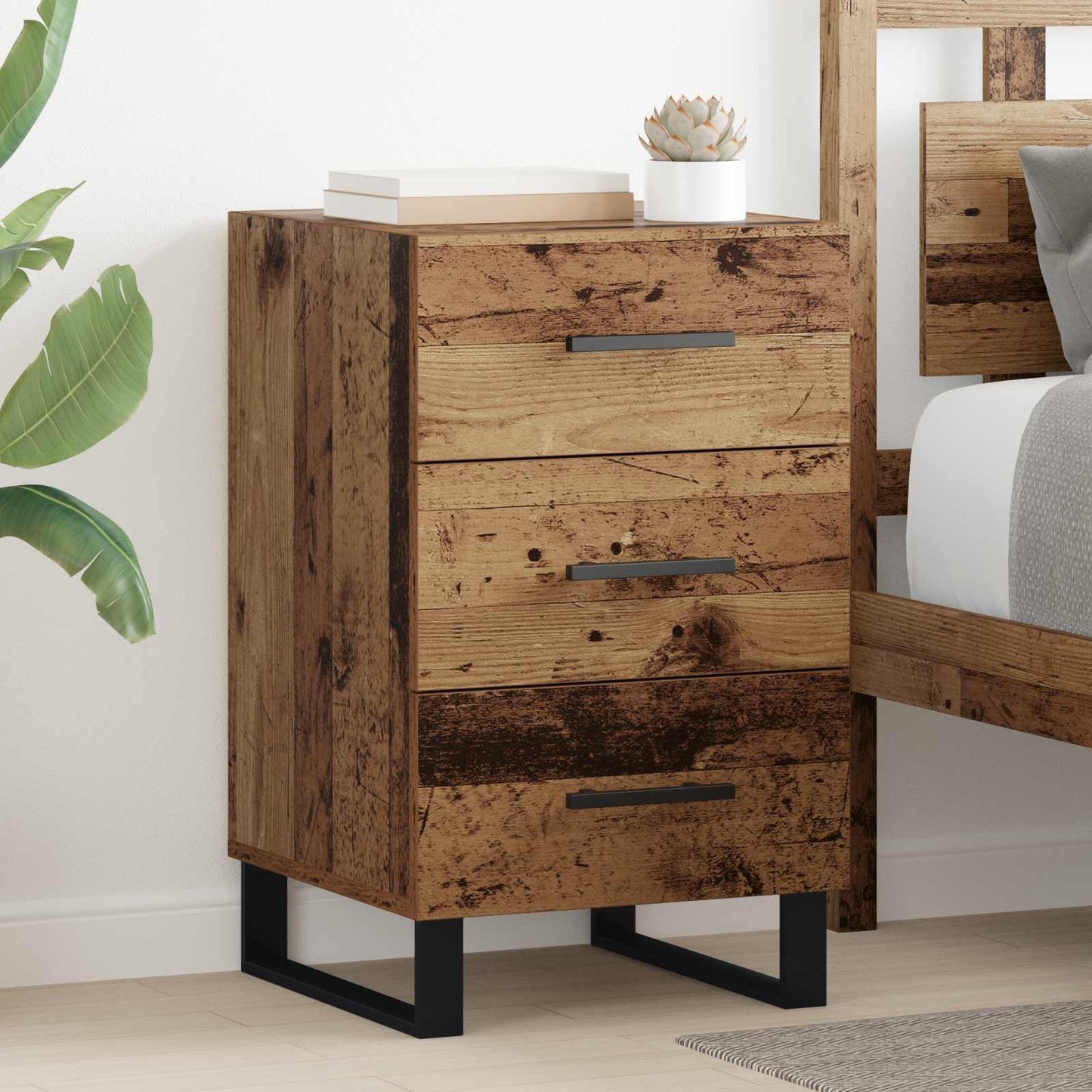 Nachttisch Altholz 40 x 40 x 66 cm Holzwerkstoff