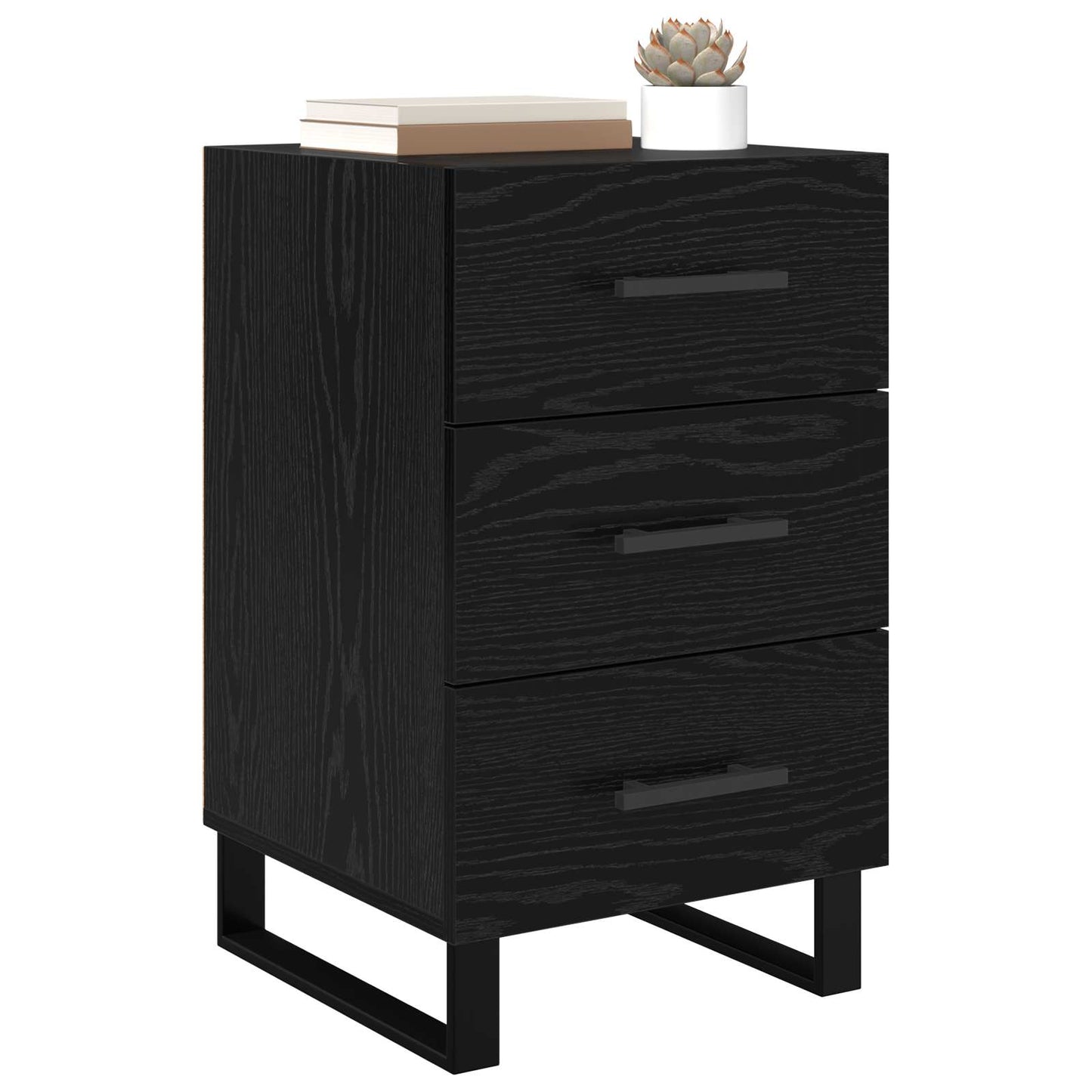Nachttisch Schwarz Eichen-Optik 40 x 40 x 66 cm Holzwerkstoff