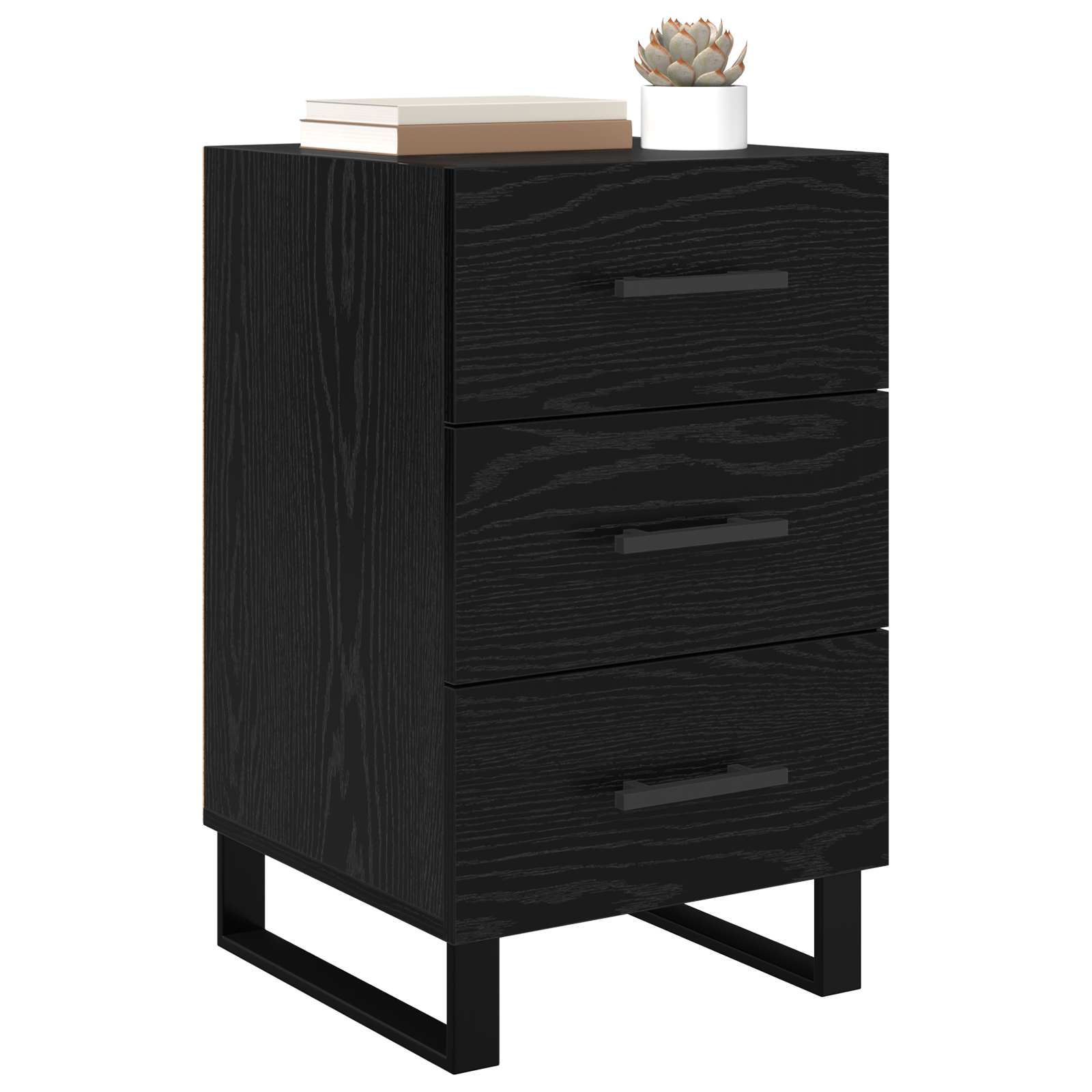 Nachttisch Schwarz Eichen-Optik 40 x 40 x 66 cm Holzwerkstoff