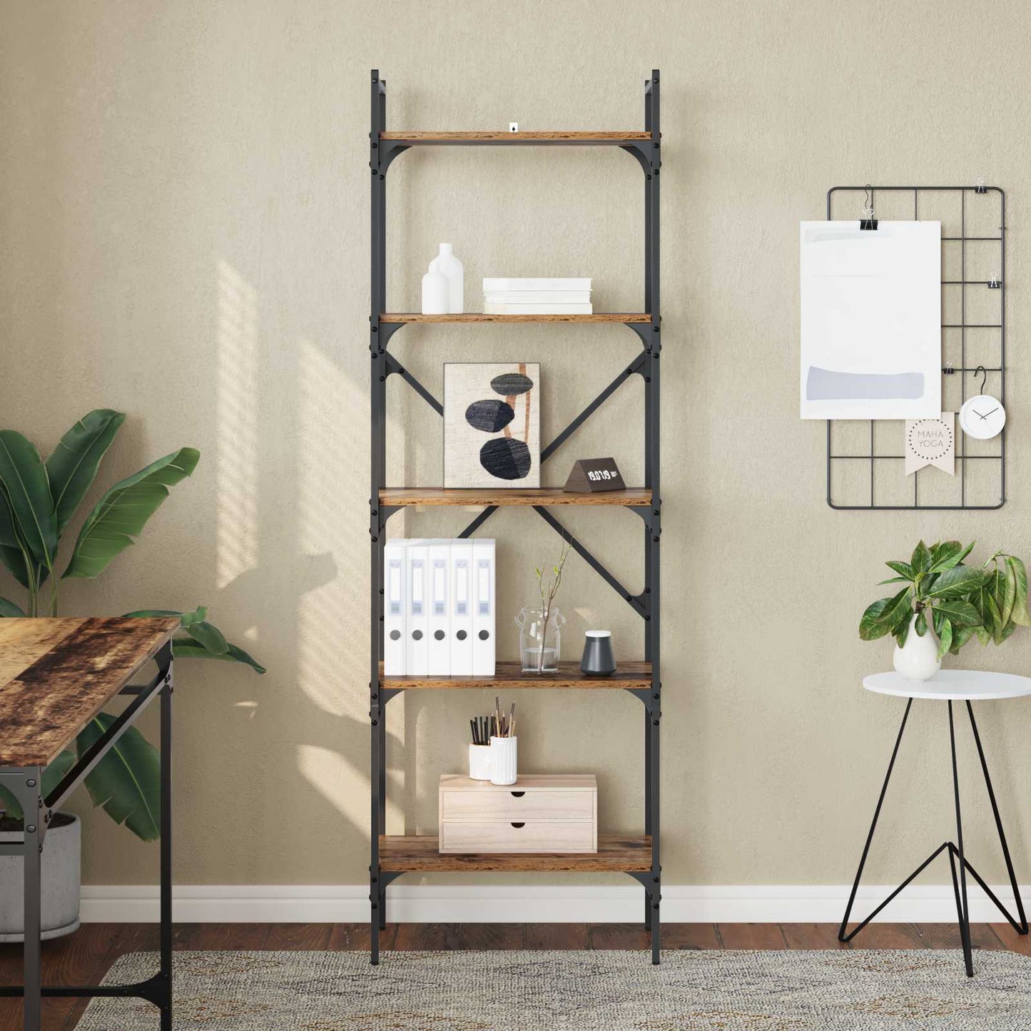 Bücherregal 5 Ebenen 56 x 32 x 174 cm Holzwerkstoff Altholz