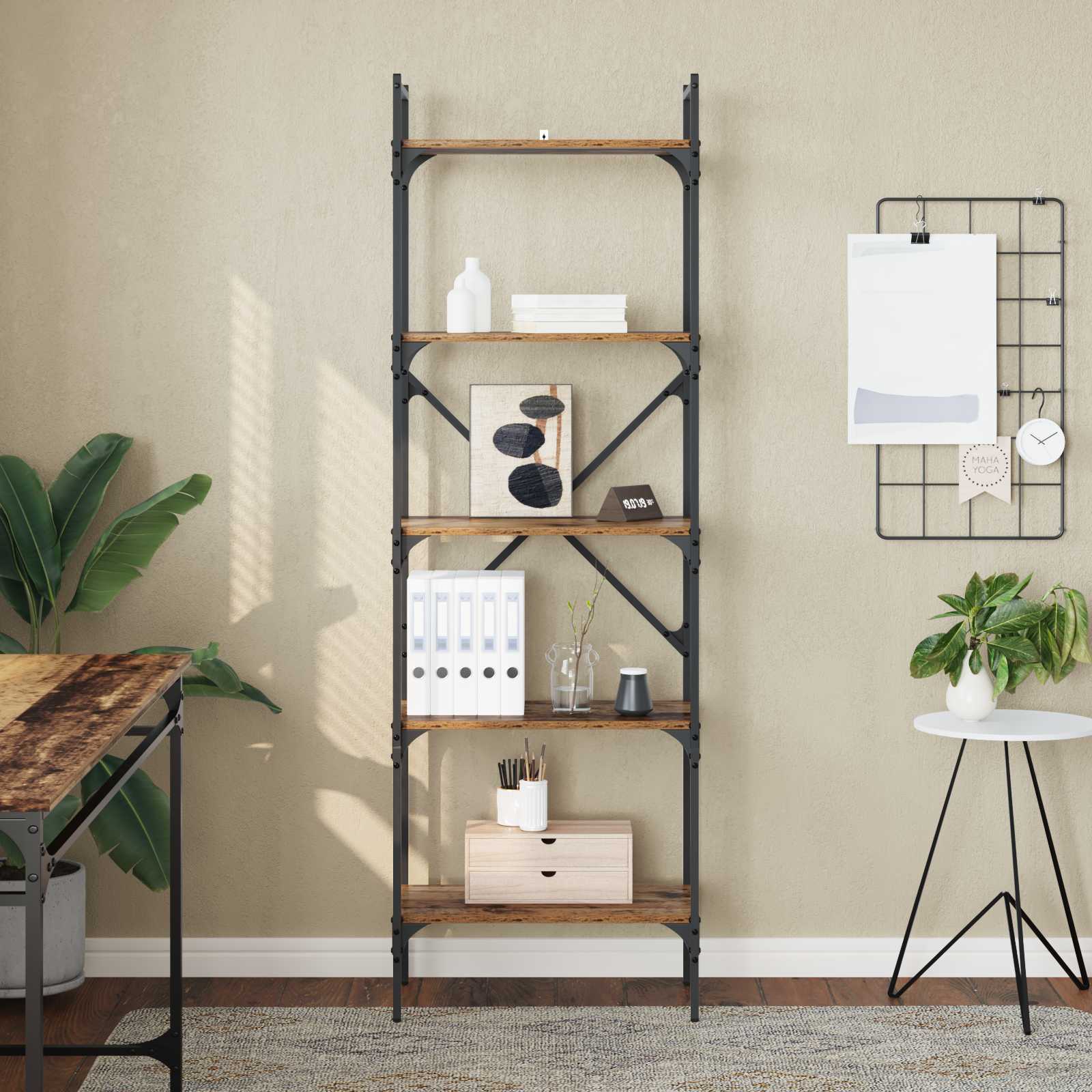 Bücherregal 5 Ebenen 56 x 32 x 174 cm Holzwerkstoff Altholz