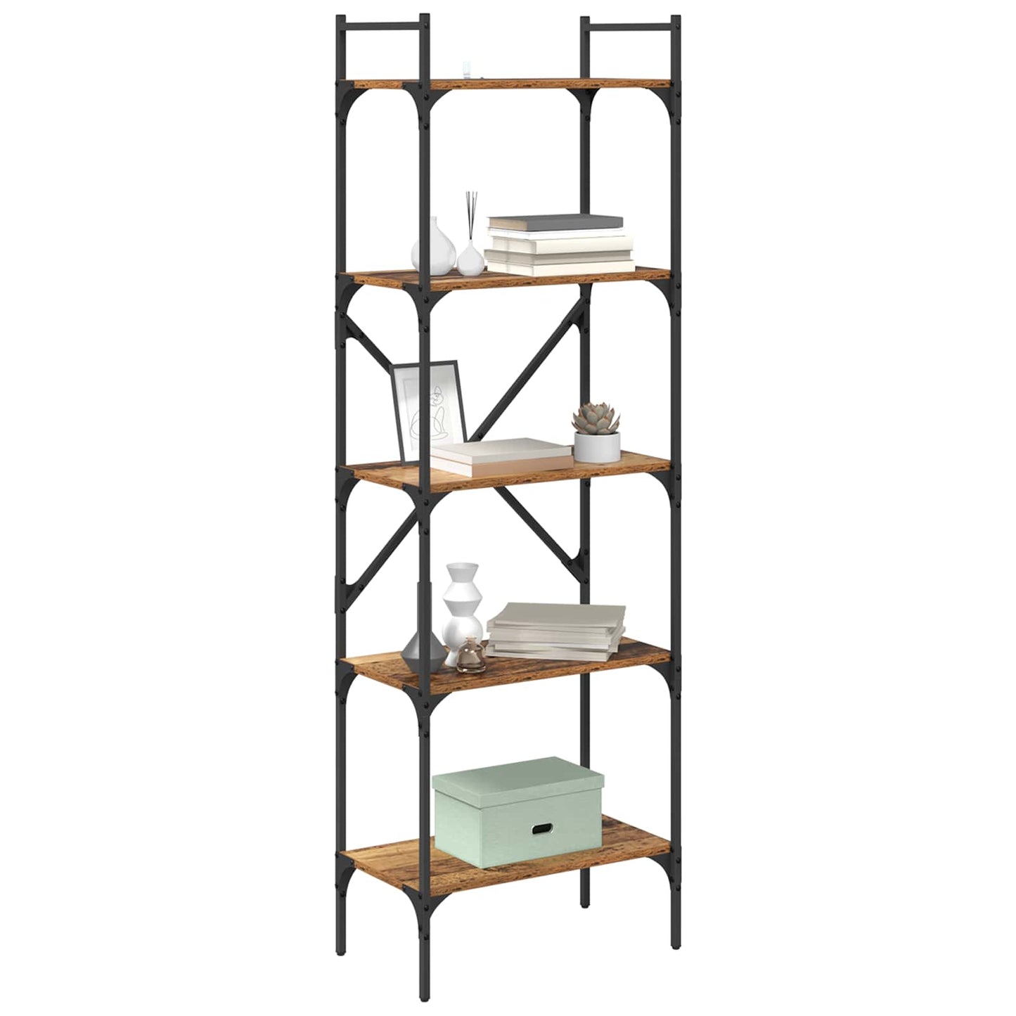 Bücherregal 5 Ebenen 56 x 32 x 174 cm Holzwerkstoff Altholz