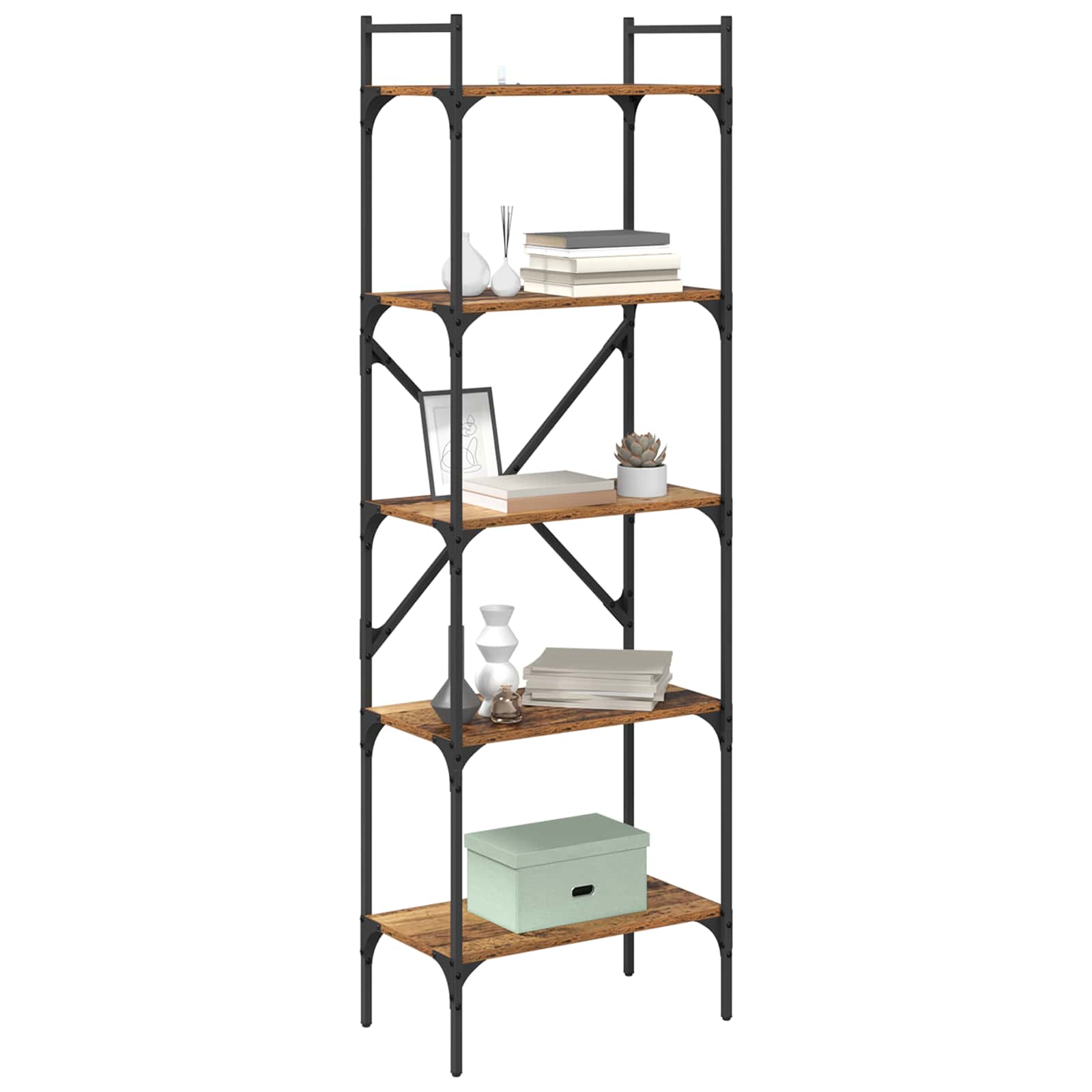 Bücherregal 5 Ebenen 56 x 32 x 174 cm Holzwerkstoff Altholz
