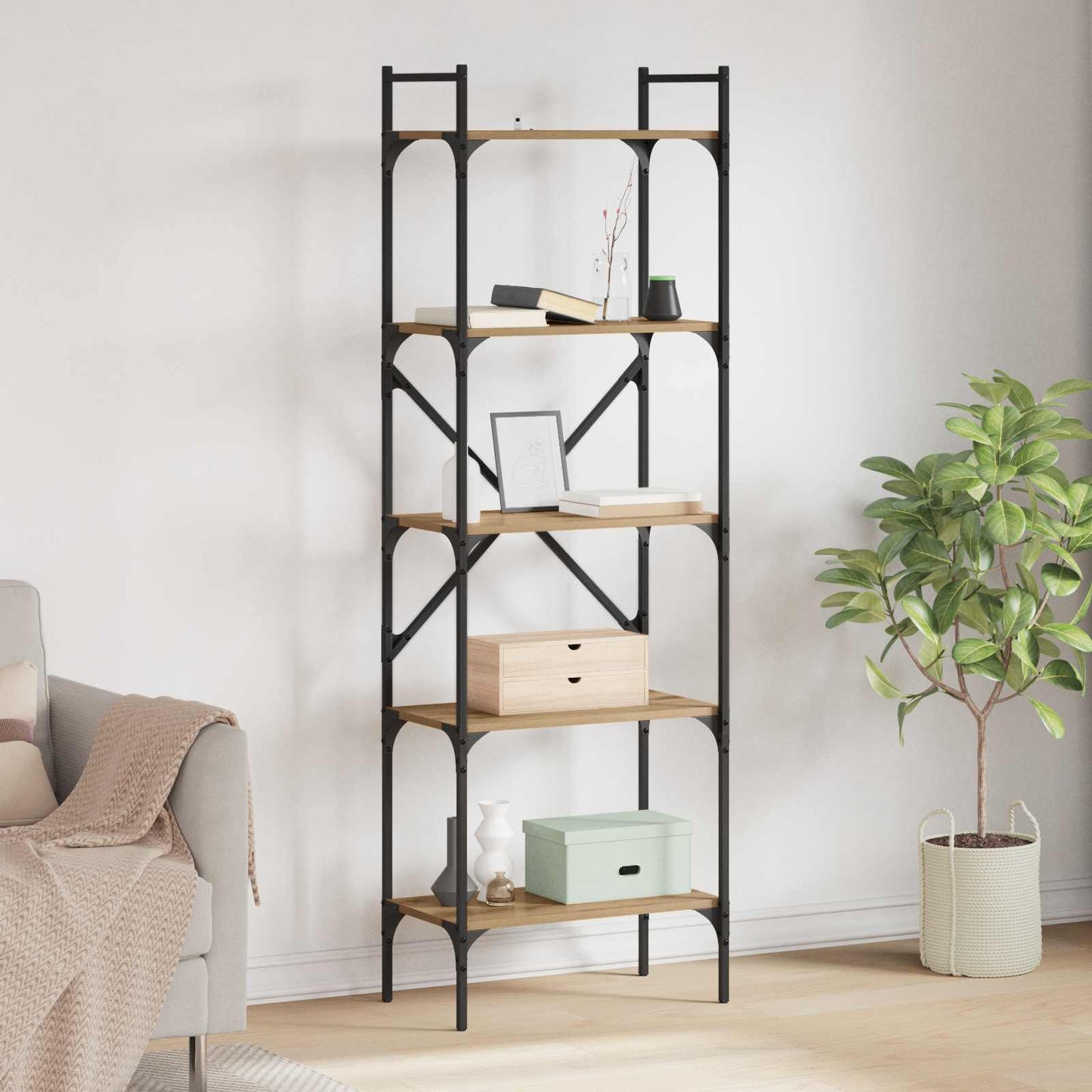 Bücherregal 5 Ebenen 56 x 32 x 174 cm Holzwerkstoff